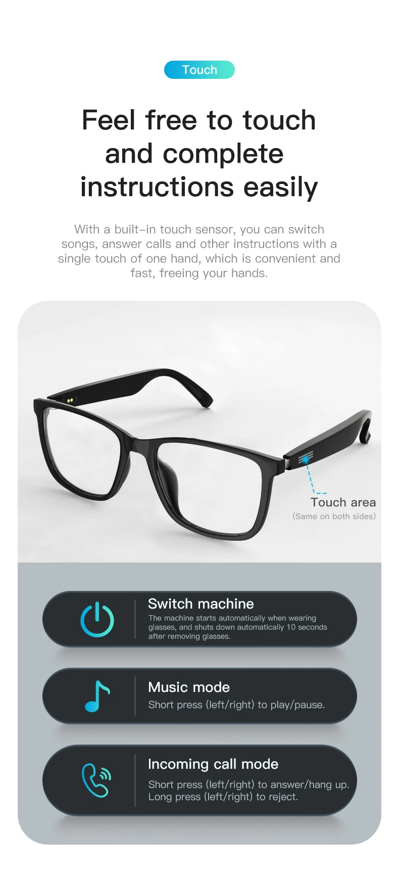 Fashion Sunglasses Newest 2022 Bluetooth Glasses Smart Glasses Android Calling Wireless Music Glasses Headphone