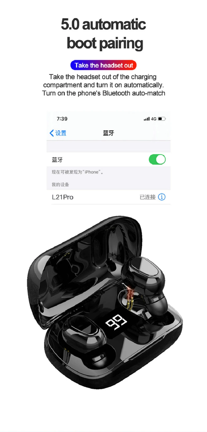 Factory Direct Wholesale Tws Bluetooth 5.0 Mini Ear Pods Wireless Earbud Earphone with Charging Box