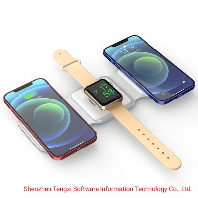 Chargeur sans fil magnétique triple pli pour Smart Phone Smart Watch et Tws