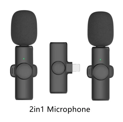 2in1 Bluetooths Microphone K9 Sans Fil Lavalier Microphone Réduction Du Bruit Diffusion En Direct Extérieur USB Lavalier Microphone