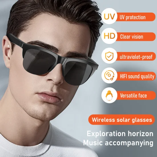 Double haut-parleur directionnel sortie vocale Bluetooth 5.3 stéréo HD lentille UV Bluetooth Audio lunettes